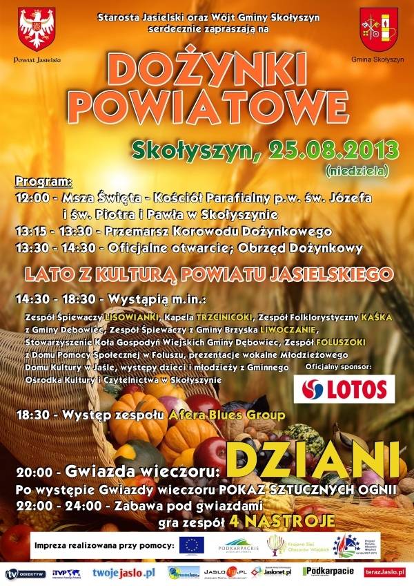 Zaproszenie na Dożynki Powiatowe w Skołyszynie