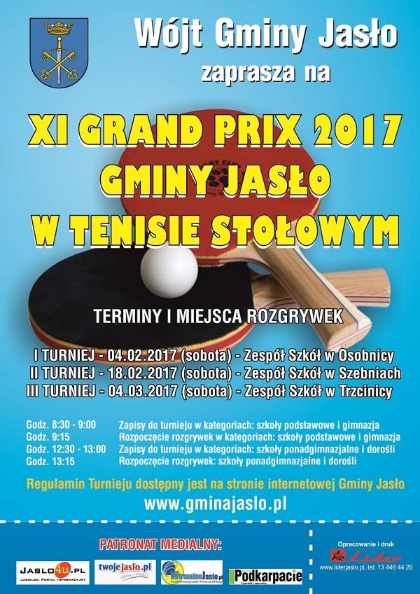 XI Gran Prix 2017 Gminy Jasło w Tenisie Stołowym
