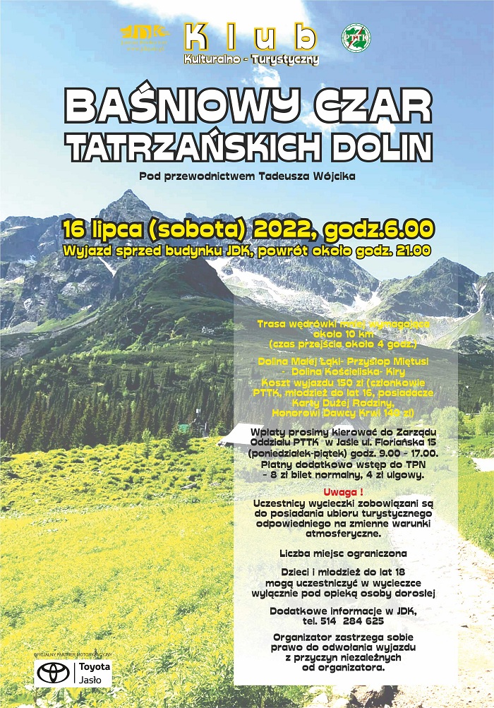 KK-T JDK i PTTK Jasło zapraszają na wycieczkę w Tatry