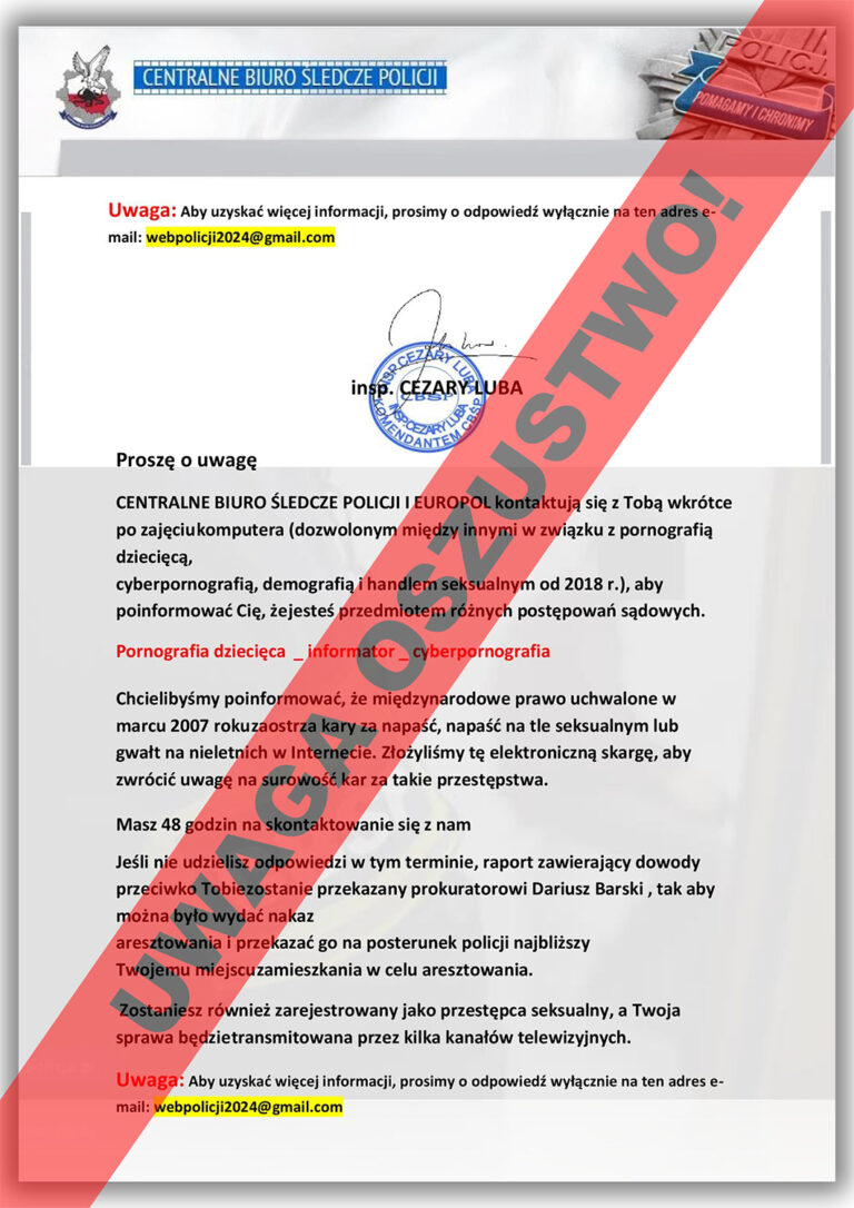 AktualnoścUwaga! Kolejny raz przestępcy podszywają się pod policjantów CBŚP